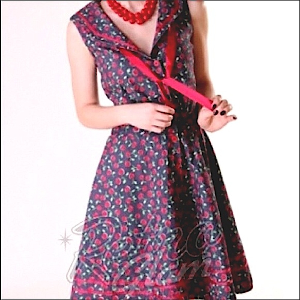 Tatyana Beach Bash Cherry Print Denim Sailor Styl… - image 1